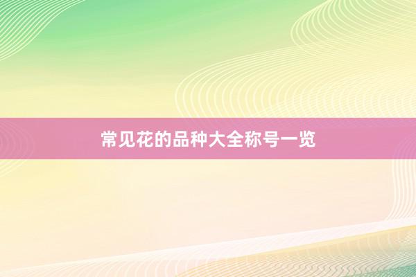 常见花的品种大全称号一览